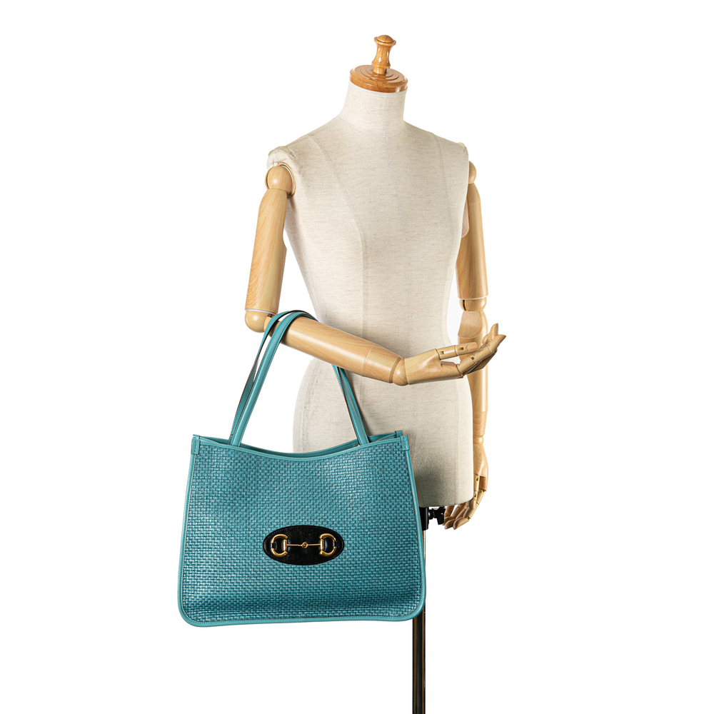 Pre-Loved Gucci Medium Straw Horsebit 1955 Tote - Picture 10 of 10